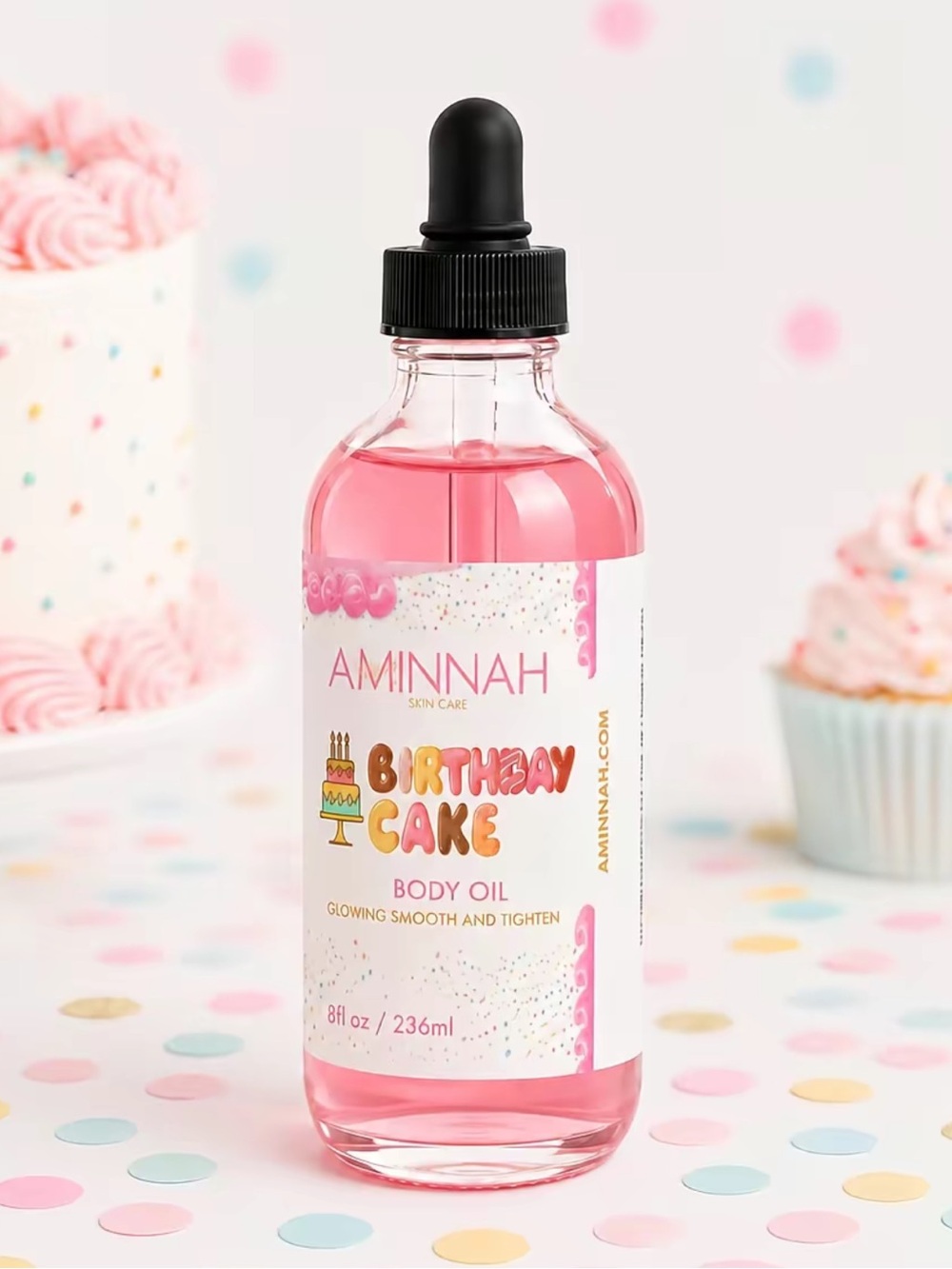 Aminnah Birthday Cake Scented Body Oil - Dropper Bottle